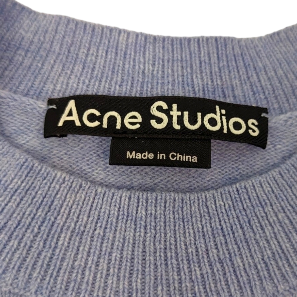 Acne Studios Face Wool Sweater Crew Neck Pullover Unisex XS Purple Long Sleeve - Picture 9 of 12